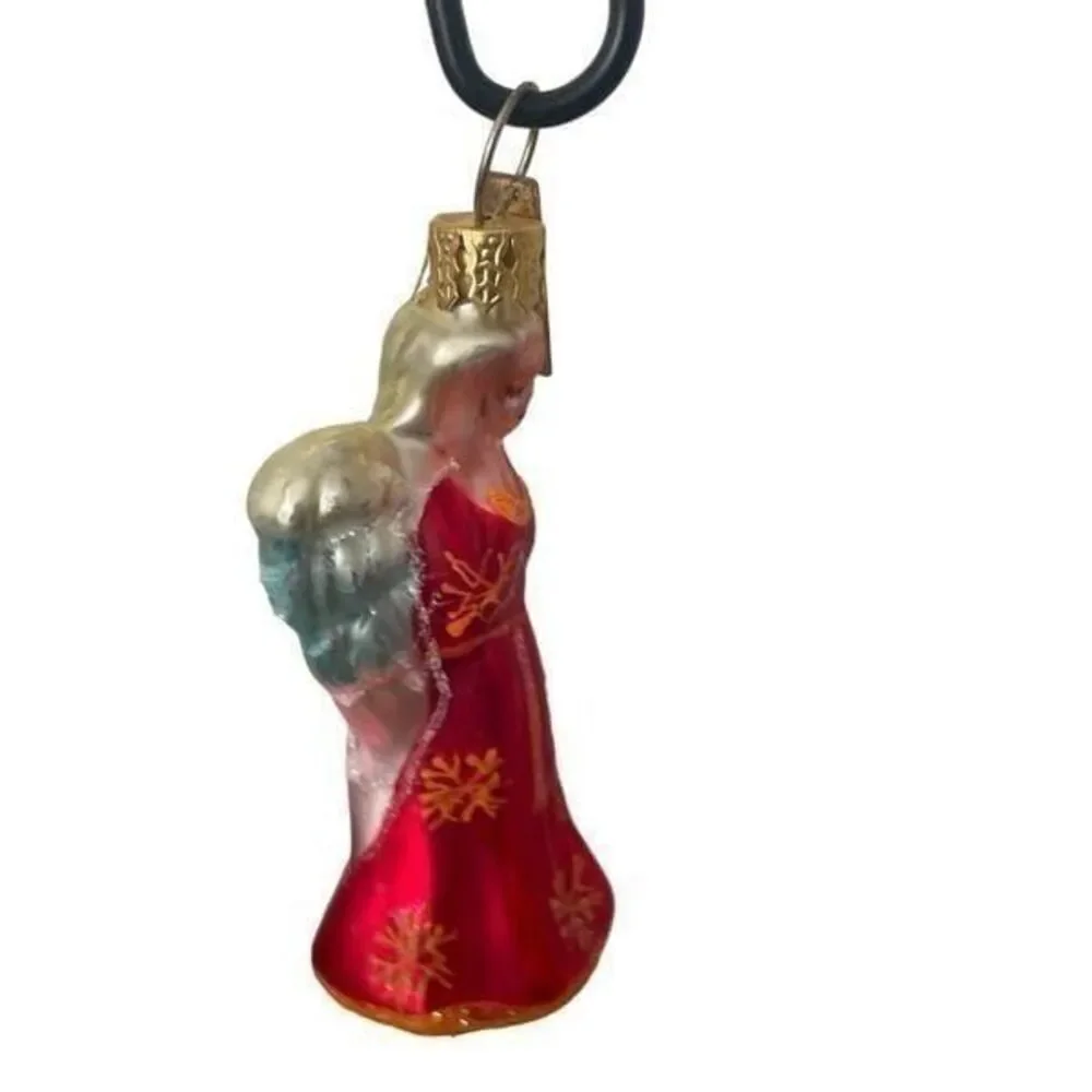Christopher Radko Prayers & Protection Mouth‎ Blown Glass Angel Ornament Red